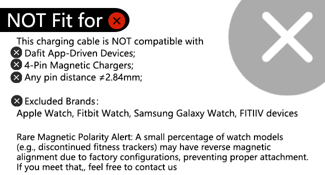 smart watch charging cable not fit for