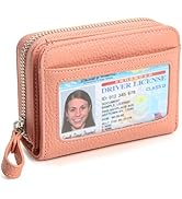 DELIRSTYIN Genuine Wallet Women RFID Blocking Card Holder, Small Leather Womens Wallet with Zippe...