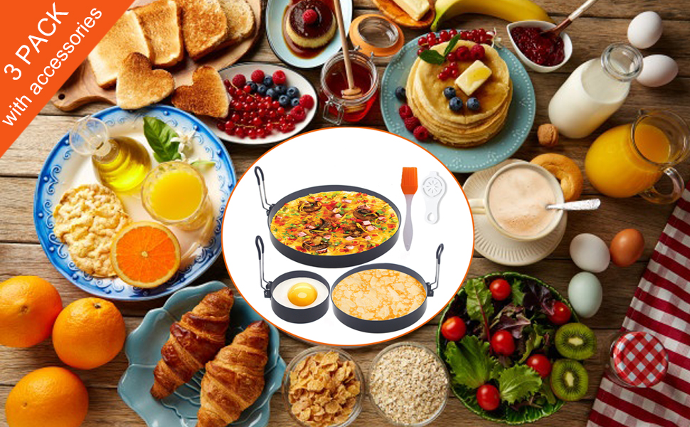 Upgrade Large Egg Rings Set,8&amp;#34; Large Omelet Ring,6&amp;#34; Pancake Ring,4&amp;#34; Egg Ring,