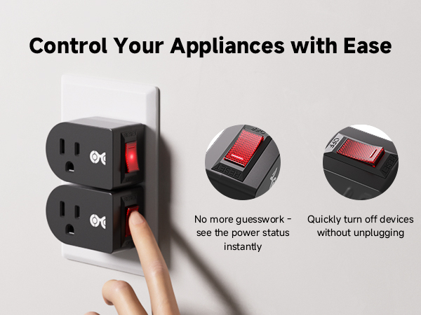 Power-off indicator for easy monitoring of outlet switch status
