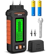 5 in 1 Moisture Meter, POROMETISTO 5 Modes Wood Moisture Meter with Three-Color Backlight, Data H...
