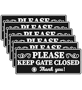 Anobell 6 Pack Please Keep Gate Closed Sign 8x3 Inch Aluminum Self-Adhesive Metal Warning Sign Wa...