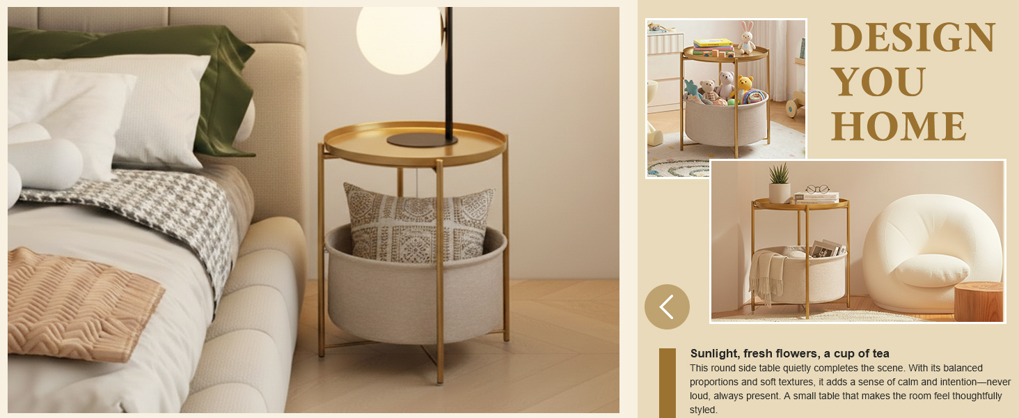 gold side table; gold round side table