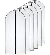 HomeClean Plastic Garment Protector Cover (6Pcs, Black) - Clear, Full Zipper Breathable Covers fo...