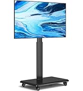YOMT Portable Floor TV Stand on Wheels for 32-70 Inch TVs, Tall Universal Rolling TV Stand with S...