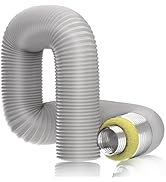 Hon&amp;Guan 6'' Insulated Flexible Duct 8 FT Long, Gray Noise Reducer Hose Silencer for Inline Duct ...