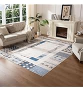 Lamohome 5X8 Area Rug,Washable Vintage Low Pile Rug for Living Room,Non-Slip Rug for Home Decor, ...