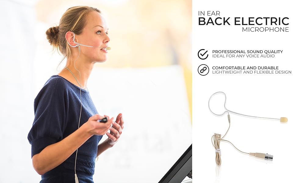 In Ear Back Electric Microphone - Portable Omnidirectional Wired Headset Pro Voice Audio Condenser