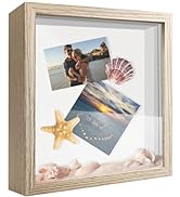 SUNMEG 8x8 Shadow Box Frame Display Case, Wood with Plexiglass, Display Case Box for Memorabilia,...