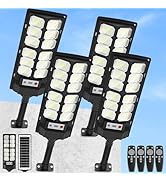4-Pack Solar Street Lights Outdoor, 13000LM 6500K Waterproof LED Solar Flood Lights with Motion S...