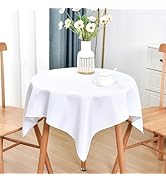 Nacuci Small Square Tablecloth 36x36 Inch Washable Polyester Side Table Cloth Solid White Heavy D...