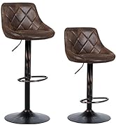 COSTWAY Set of 2 Adjustable Bar Stools, Swivel Bar Chairs with Backrest and Footrest, Counter Hei...