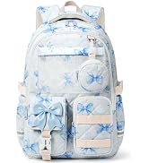 WOBAGMEN Quilted Backpack for Girls with Mesh Display Pocket | Cute Kawaii Floral School Bookbag ...