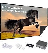 Upgraded Portable Projector Screen - Black Backing, Straight Edges, Foldable, Washable and Wrinkl...