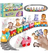 Toddler Toys for 1 2 3 Year Old, Electric Zoo Animal Train Set with Music, Lights &amp; Steam, Montes...