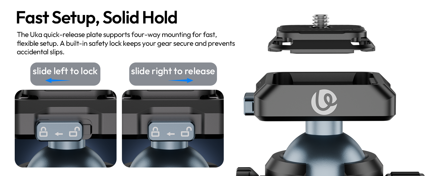 tripod ball head with quick release plate for Camera, Microphone, Tripod