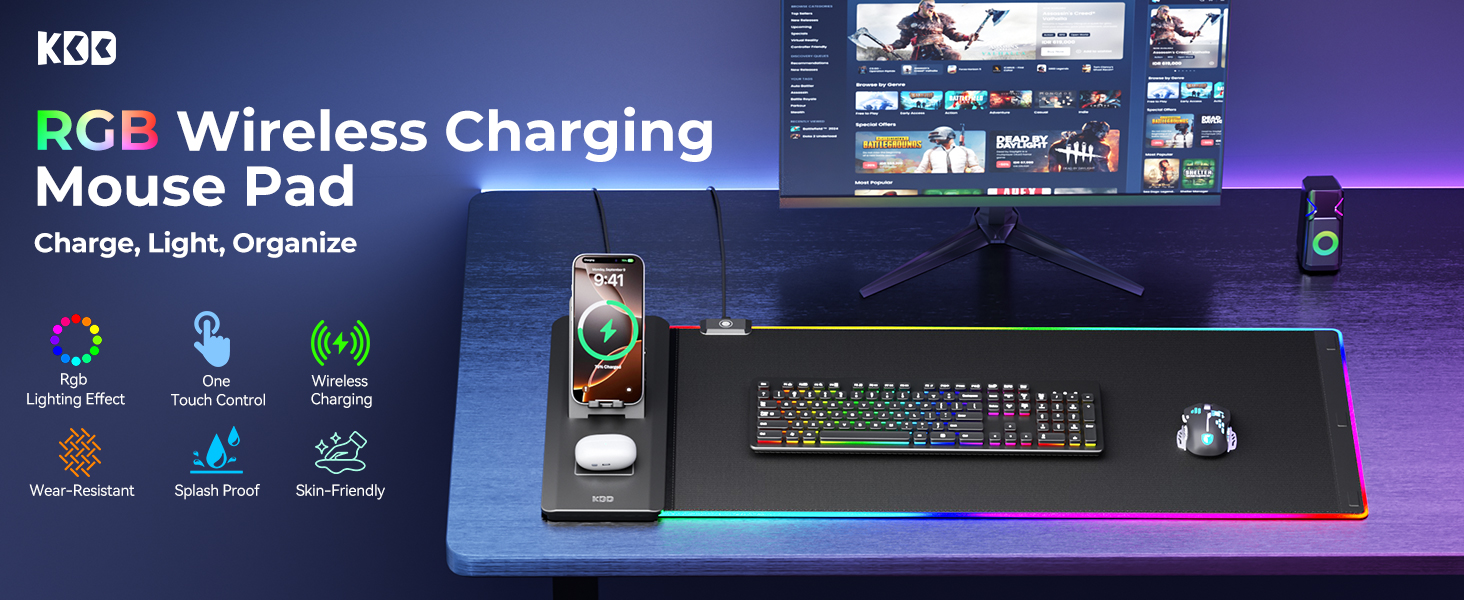 RGB wireless charging mouse pad