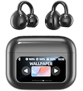 Piluyaa Clip-on Earbuds, Open Ear Earbuds with LCD Touchscreen Wireless Bluetooth 5.4, Lightweigh...