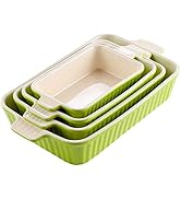 MALACASA Bakeware Set of 4, Porcelain Baking Pans Set for Oven, Casserole Dish, Ceramic Rectangul...