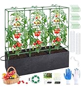 Tomato Cage for Garden Plant Support - with 46 Gallon Grow Bags, Up to 49'' Garden Stakes Tomato ...
