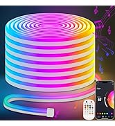 Lamomo LED Neon Rope Lights 32.8Ft, RGB LED Strip Lights Control with App/Remote, Music Sync Colo...