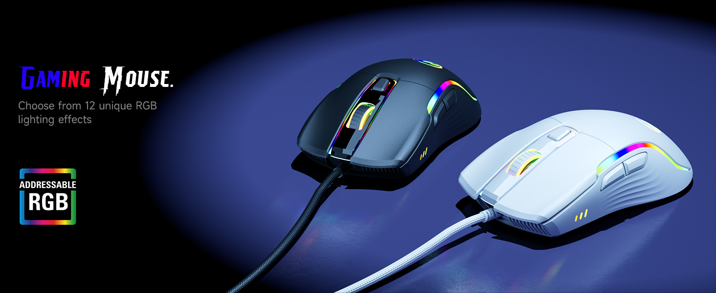wired gaming mouse customizable RGB