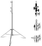 Wellmaking Stainless Steel Photography Light Stand 9.2ft/280cm.Spring Cushioned Heavy Duty Tripod...
