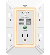 USB Wall Charger,Power Strip with Night Light, NUOZHI 5 Outlet Extender Surge Protector with 4 US...