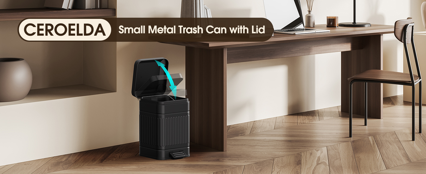 ceroelda small metal trash can with lid