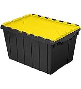 Akro-Mils 66486 12-Gallon Plastic Stackable Storage KeepBox Tote Container with Attached Hinged L...