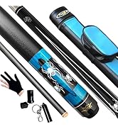 Tai ba cues 2-Piece Pool Stick with Black Shaft, 13mm Multilayer Leather Tip, 58", Hardwood Canad...