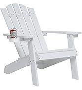Melucivi Adirondack Chair Weather Resistant Plastic Outdoor Chairs with Cup Holder, Fire Pit Chai...