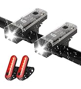 2 Pack Bike Lights Front and Back, USB-C Rechargeable Bicycle Lights Front and Rear for Night Rid...