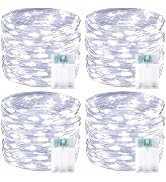 4 Pack 60 LED Christmas Fairy Lights Battery Operated with Timer, 20FT Waterproof Twinkle Lights ...