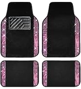 CAR PASS Shining Rhinestones Carpet, Bling Crystal Diamond Sparkly Glitter Car Floor Mat, Anti-Sl...