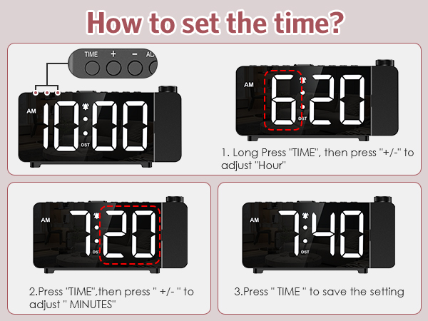 Projection Alarm Clock for Bedroom, Digital Alarm Clock