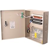 EVERSECU 9 Channel DC12V 5 Amp PTC Fuse CCTV Power Supply with Metal Box, AC Plug and Lock for Se...