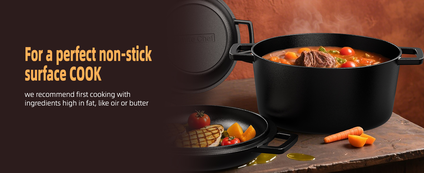 Cast iron dutch oven pot with lid