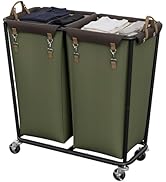 StorageWorks 330L Extra Large Laundry Hamper with Wheels, 2 Sections Laundry Basket with Wheels, ...