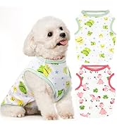 TENGZHI 2 Pack Dog Shirts Soft Stretchy Cotton Summer Pet Dog T Shirts for Small Dogs Cats Cute C...