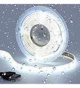KXZM DC 5V USB COB LED Strip Light Cool White 6000K IP65 Waterproof CRI 93+ USB Powered 6.6ft/2M ...