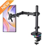 RGB Single Monitor Stand, Fully Adjustable Monitor Desk Mount Sturdy Stepped Arm Design up to 17....
