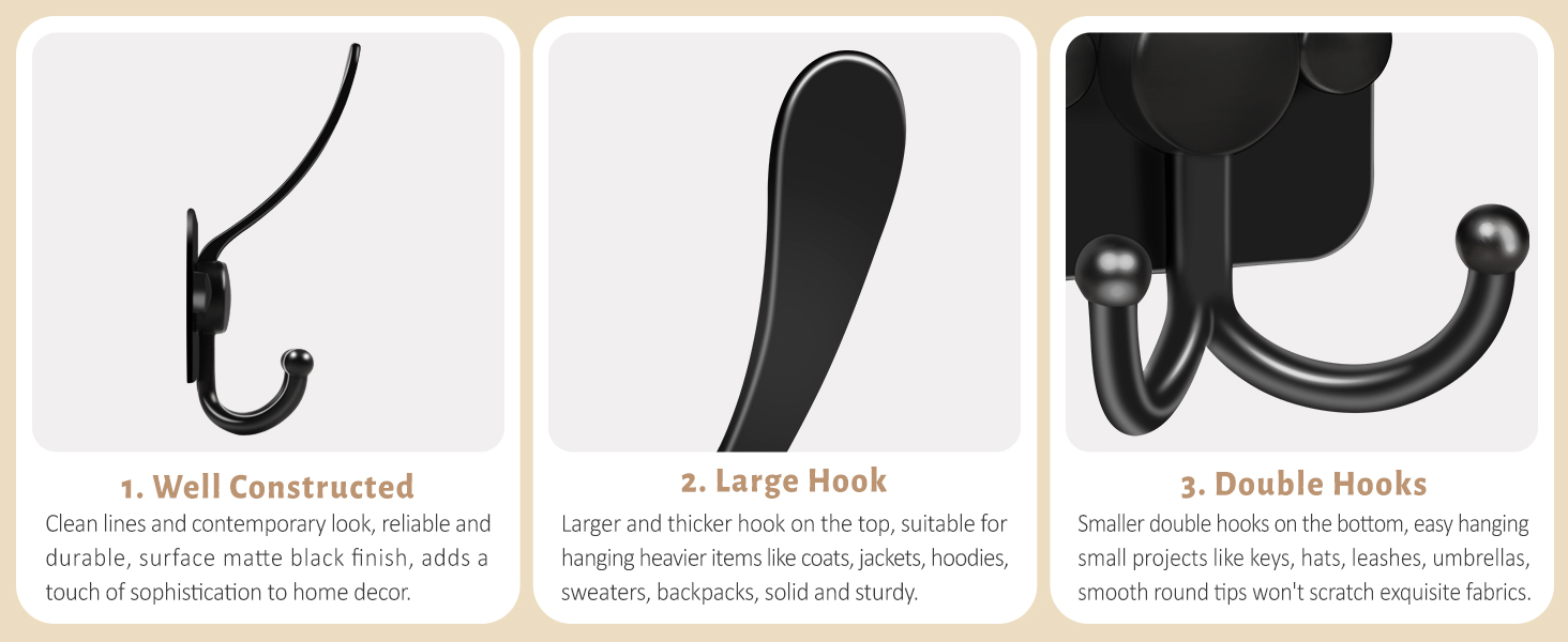 3 prong coat hooks