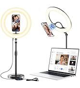 Desk Ring Light with Magnetic Phone Holder, 10'' Video Conference Podcast Lighting Kit for Laptop...