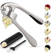 Premium Garlic Press with Soft Easy-Squeeze Ergonomic Handle, Sturdy Design Extracts More Garlic ...