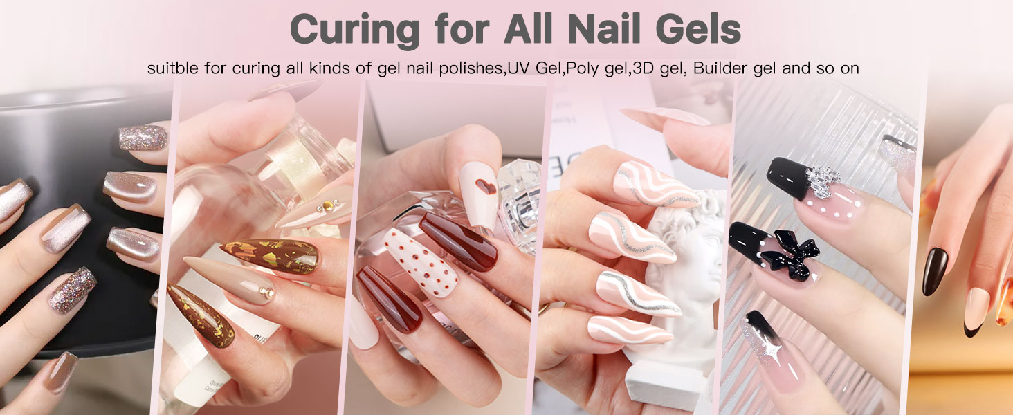 This is a nail lamp that can solidify most nail gel, such as Polish gel, LED gel and Builder gel