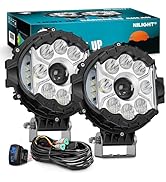 Nilight 7 Inch LED Offroad Driving Lights with DRL 2 PCS 90W Round White Light Side Shooter Pods ...