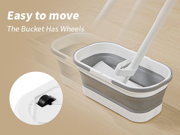 Mop and Bucket with Wringer Set, Hands Free Flat Floor Mop and Bucket