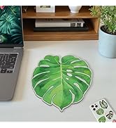 Baziabbo Plant Leaf Design Mouse Pad,10.2×9.4inch Small Mousepad with Premium PU Leather Surface,...