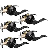KNOBWELL 5 Pack Passage Door Levers Black Door Handles Interior Hallway Closet Door Lever Handle ...